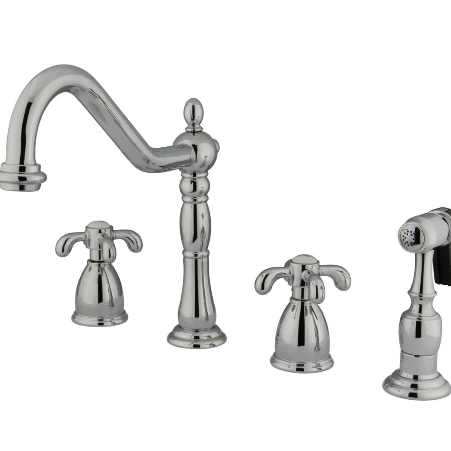 Kingston Brass KB1791TXBS French Country Widespread Kitchen Faucet in Polished Chrome