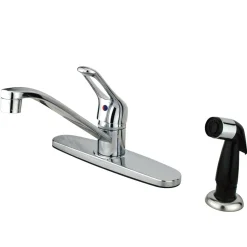 Kingston Brass KB562 Wyndham Single Handle Kitchen Faucet with Black Sprayer