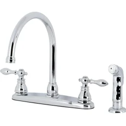Kingston Brass KB72XACLSP-P American Classic Centerset Kitchen Faucet with Side Sprayer