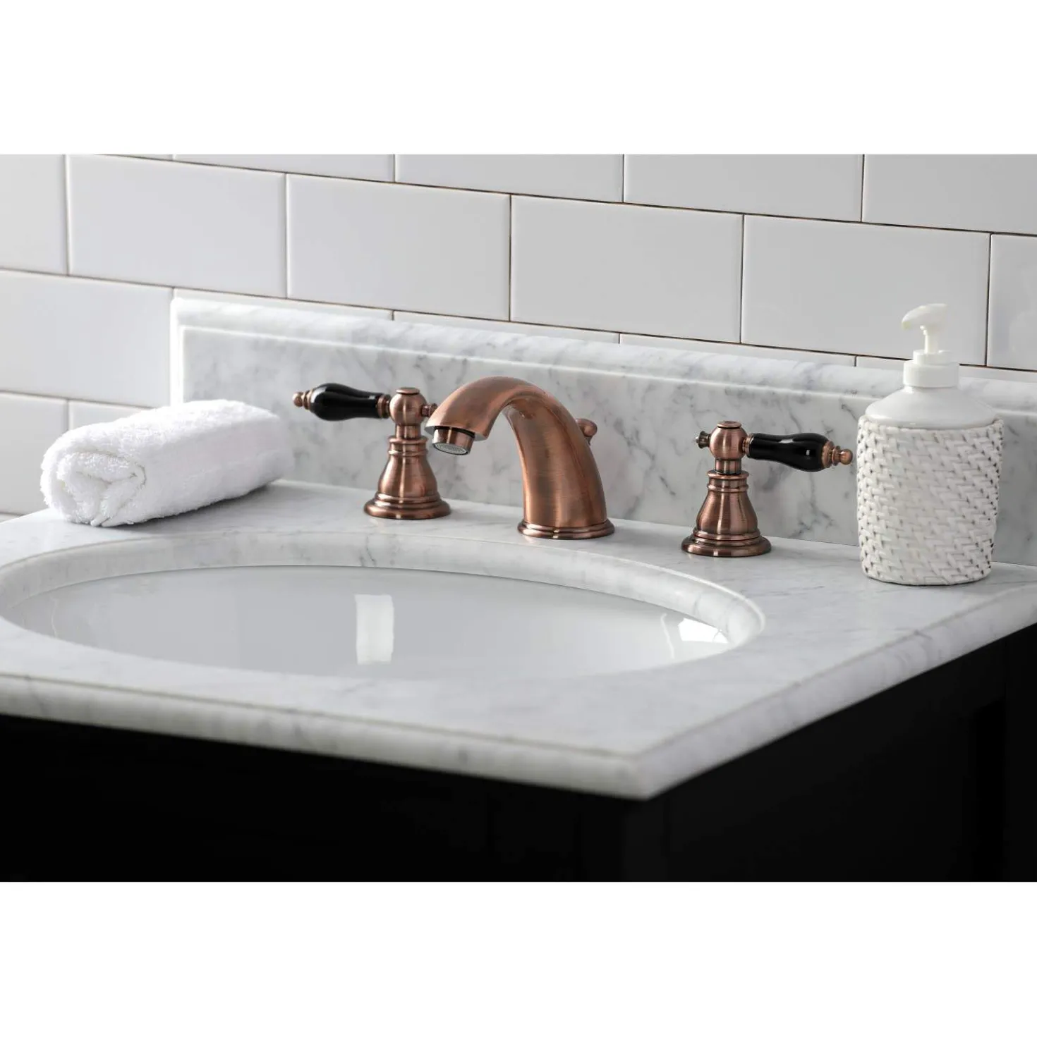 Kingston Brass KB96XAKL-P Duchess Widespread Bathroom Faucet with Plastic Pop-Up