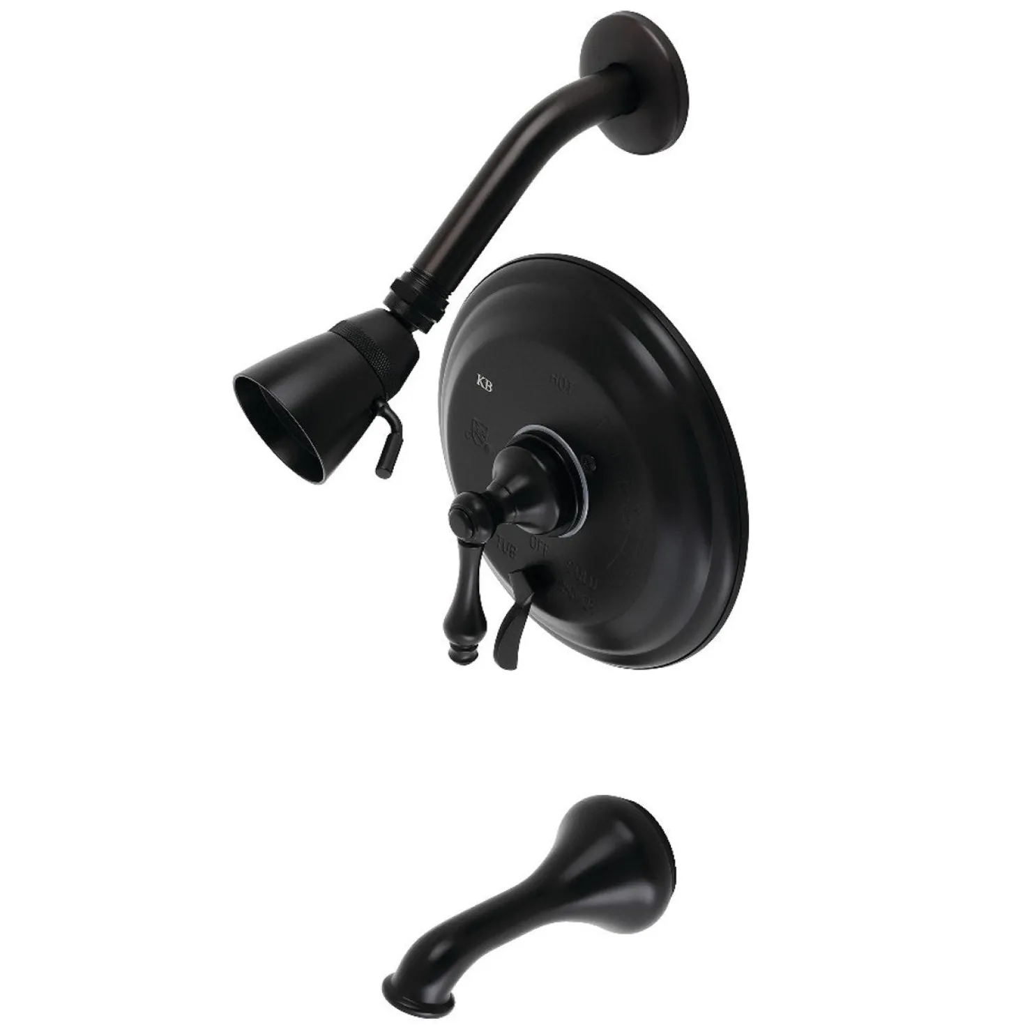 Kingston Brass KB363X0AL-P Restoration Tub and Shower Faucet in Matte Black