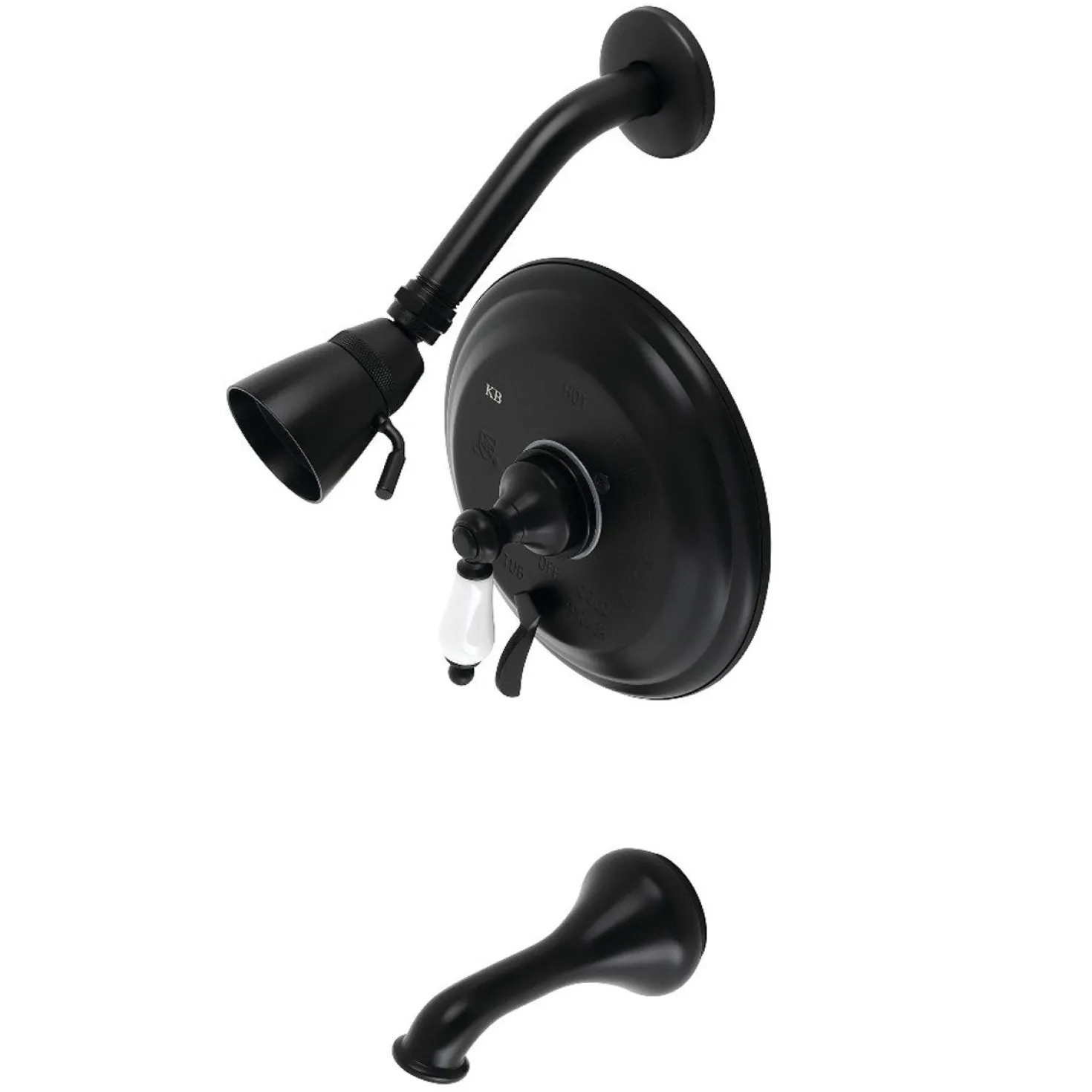 Kingston Brass KB363X0PL-P Restoration Tub and Shower Faucet in Matte Black