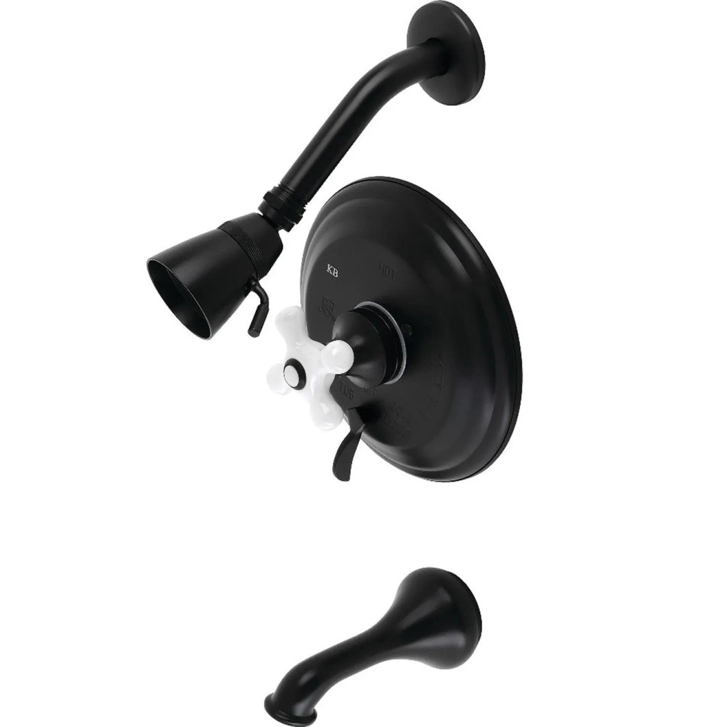 Kingston Brass KB363X0PX-P Restoration Tub and Shower Faucet in Matte Black
