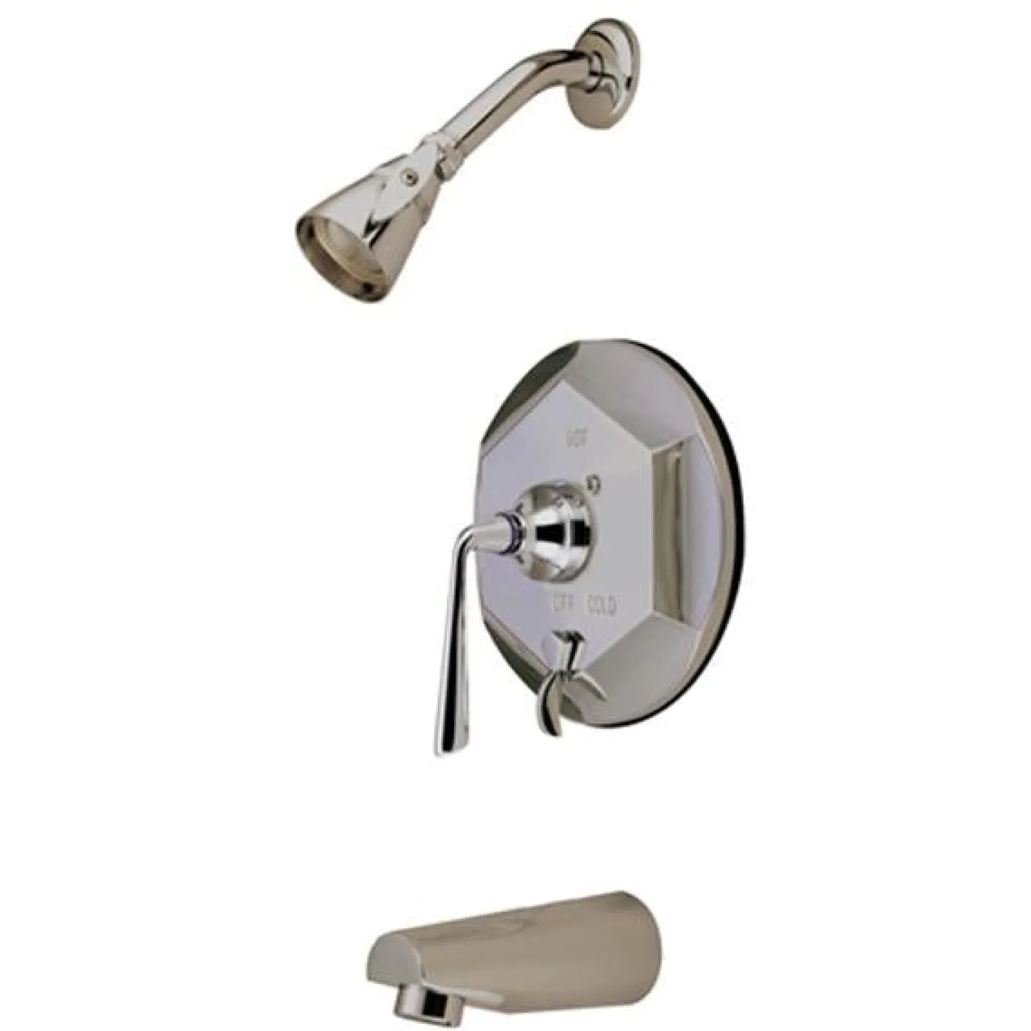 Kingston Brass KB46380ZL Silver Sage ADA Tub and Shower Faucet in Satin Nickel