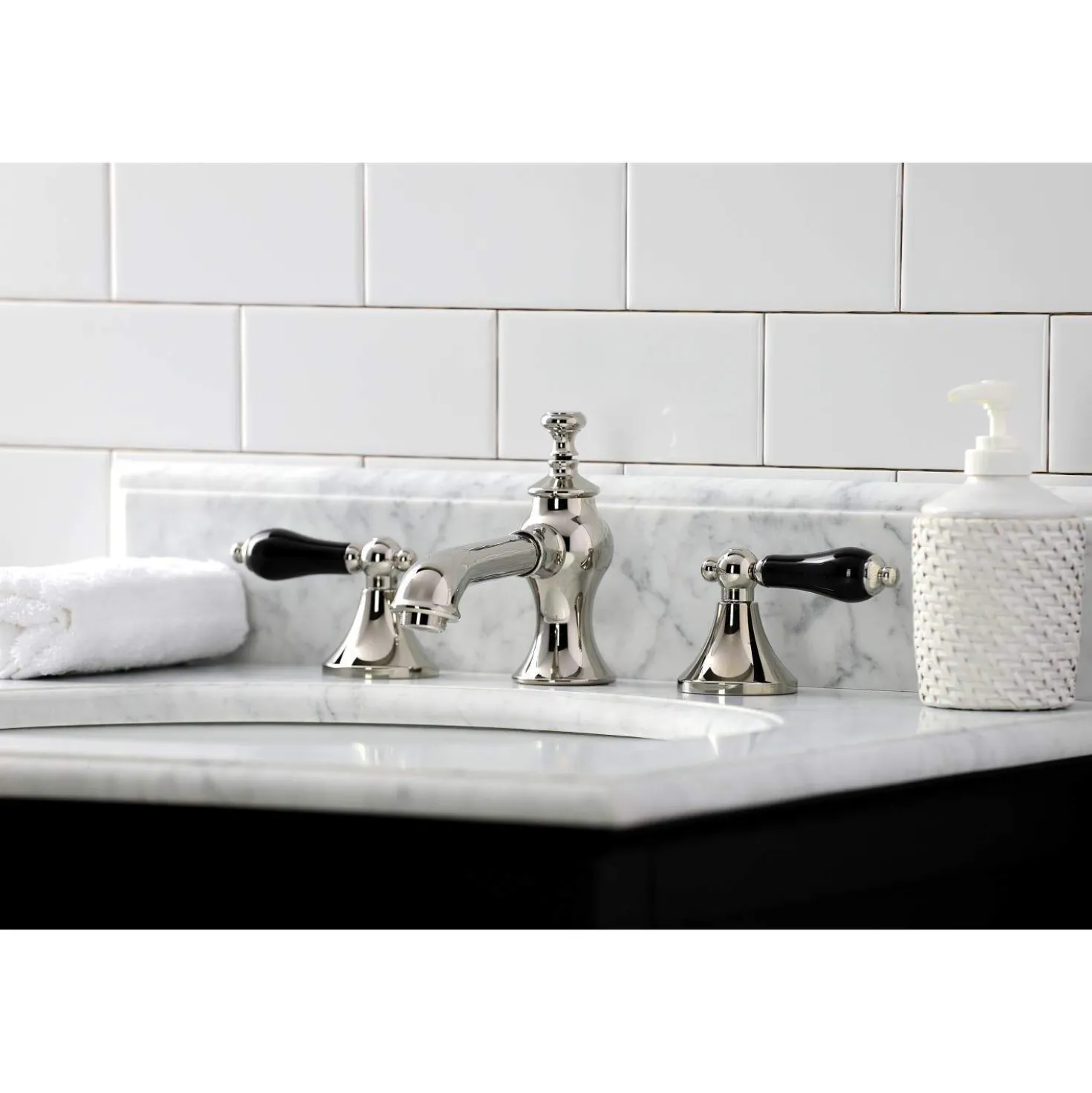 Kingston Brass KC706XPKL-P Duchess Widespread Bathroom Faucet with Brass Pop-Up
