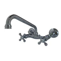 Kingston Brass Kingston 6-Inch Adjustable Center Wall Mount 2-Hole Kitchen Faucet
