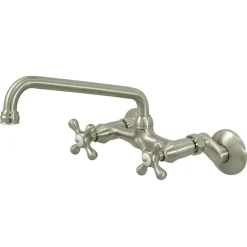 Kingston Brass Kingston 6-Inch Adjustable Center Wall Mount 2-Hole Kitchen Faucet