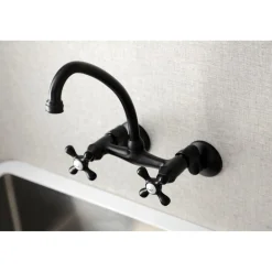Kingston Brass Kingston 6-Inch Adjustable Center Wall Mount Kitchen Faucet