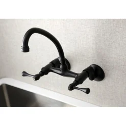 Kingston Brass Kingston Wall Mount 6-Inch Adjustable Center Kitchen Faucet