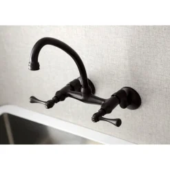 Kingston Brass Kingston Wall Mount 6-Inch Adjustable Center Kitchen Faucet