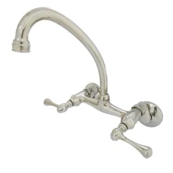 Kingston Brass Kingston Wall Mount 6-Inch Adjustable Center Kitchen Faucet