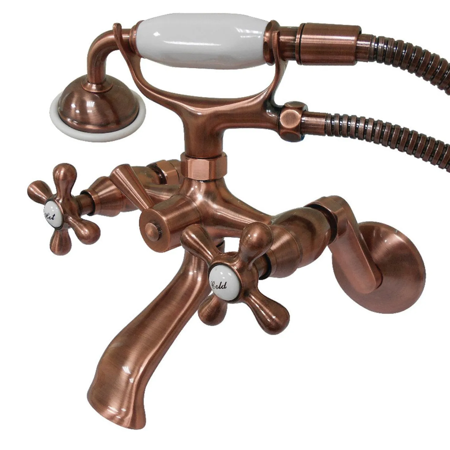 Kingston Brass Kingston Wall Mount Clawfoot Tub Faucet with Hand Shower