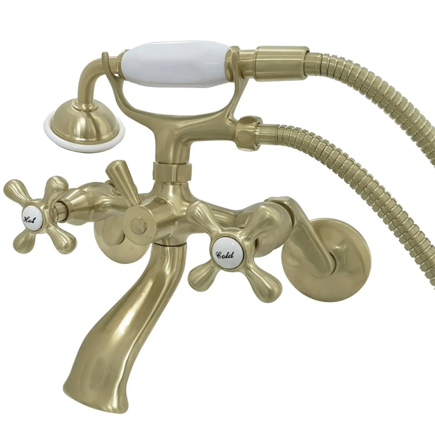 Kingston Brass Kingston Wall Mount Clawfoot Tub Faucet with Hand Shower