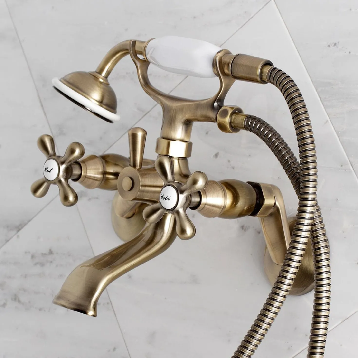 Kingston Brass Kingston Wall Mount Clawfoot Tub Faucet with Hand Shower