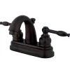 Kingston Brass Knight 4-Inch Centerset Deck Mount Bathroom Faucet