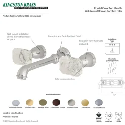 Kingston Brass Krystal Onyx Wall Mount 2-Handle Bathroom Faucet