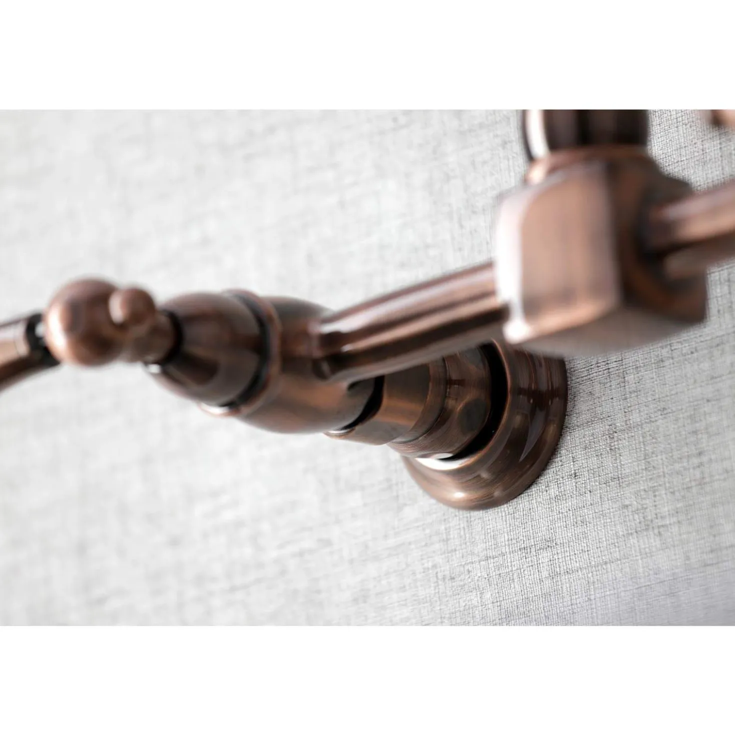 Kingston Brass KS124ALAC Heritage Two-Handle Wall Mount Bridge Kitchen Faucet, Antique Copper