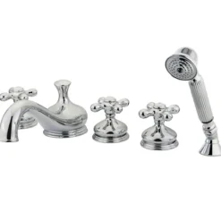 Kingston Brass KS33315AX Royale Three Handle Roman Tub Filler with Hand Shower