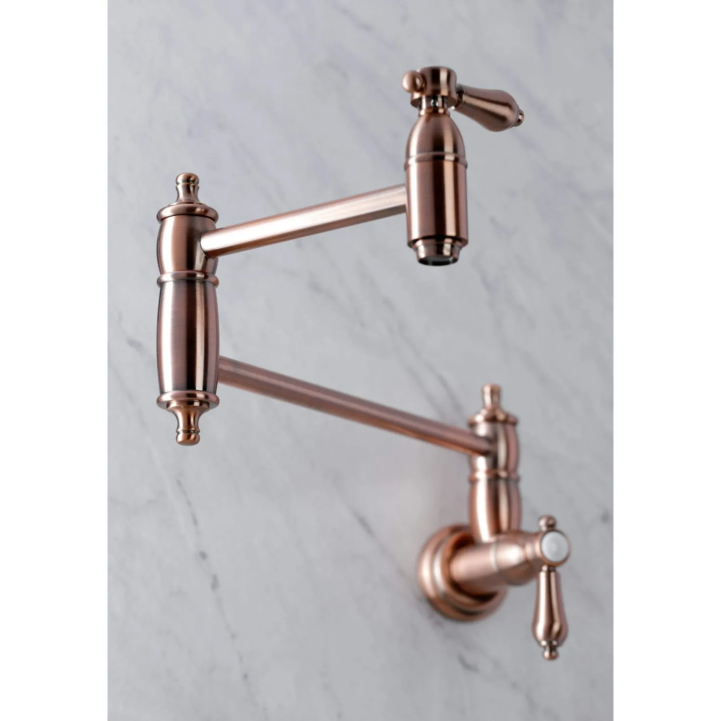 Kingston Brass KS310BALAC Heirloom Wall Mount Pot Filler Kitchen Faucet, Antique Copper