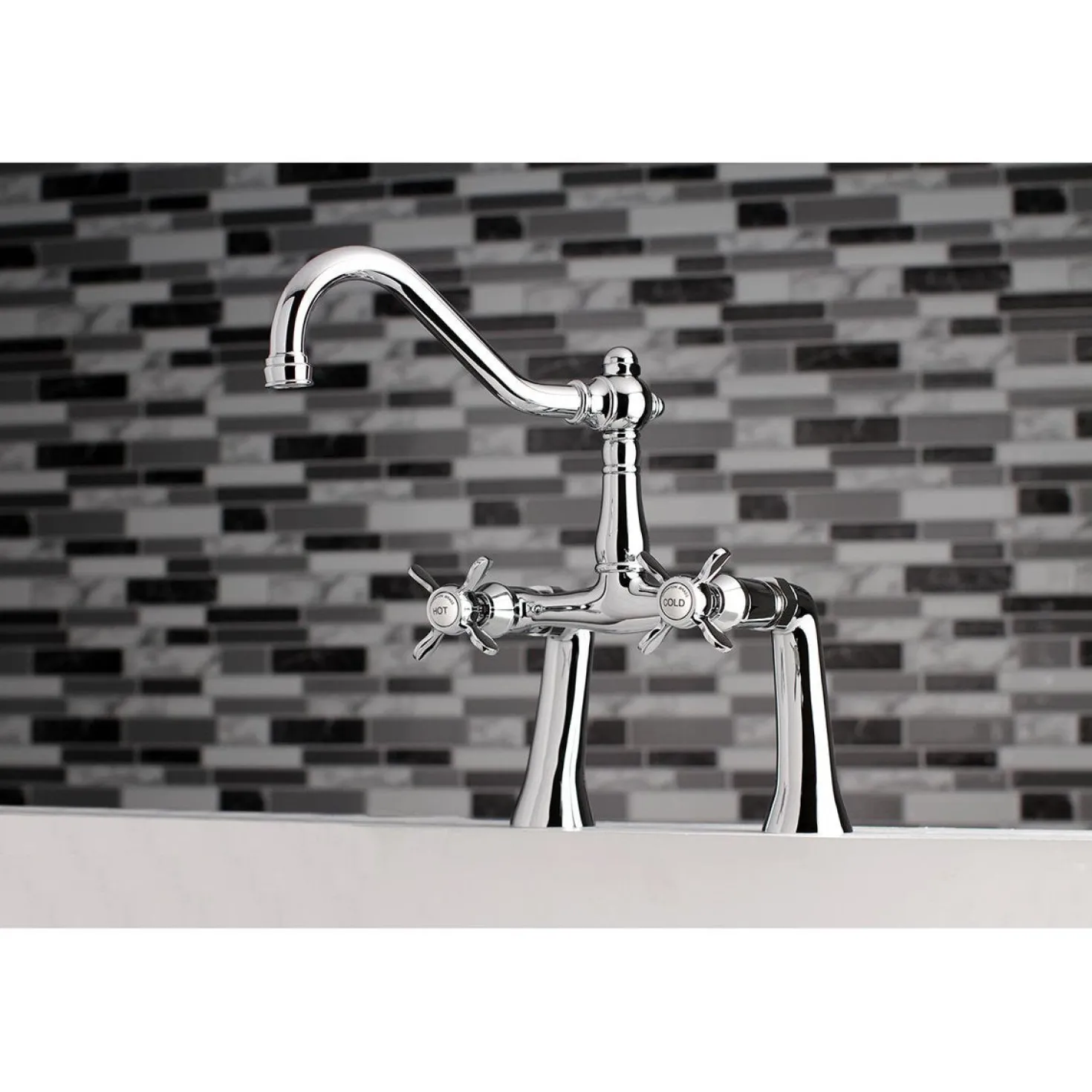 Kingston Brass KS3231BEX 7" Center Deck Mount Tub Faucet in Polished Chrome