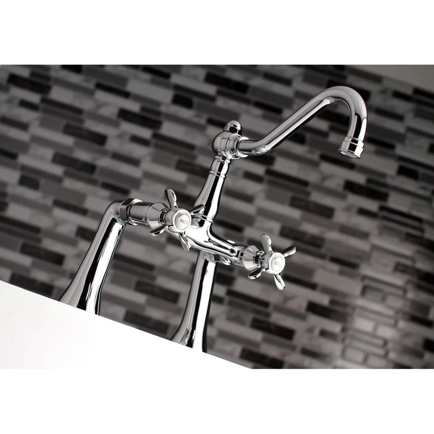 Kingston Brass KS3231BEX 7" Center Deck Mount Tub Faucet in Polished Chrome