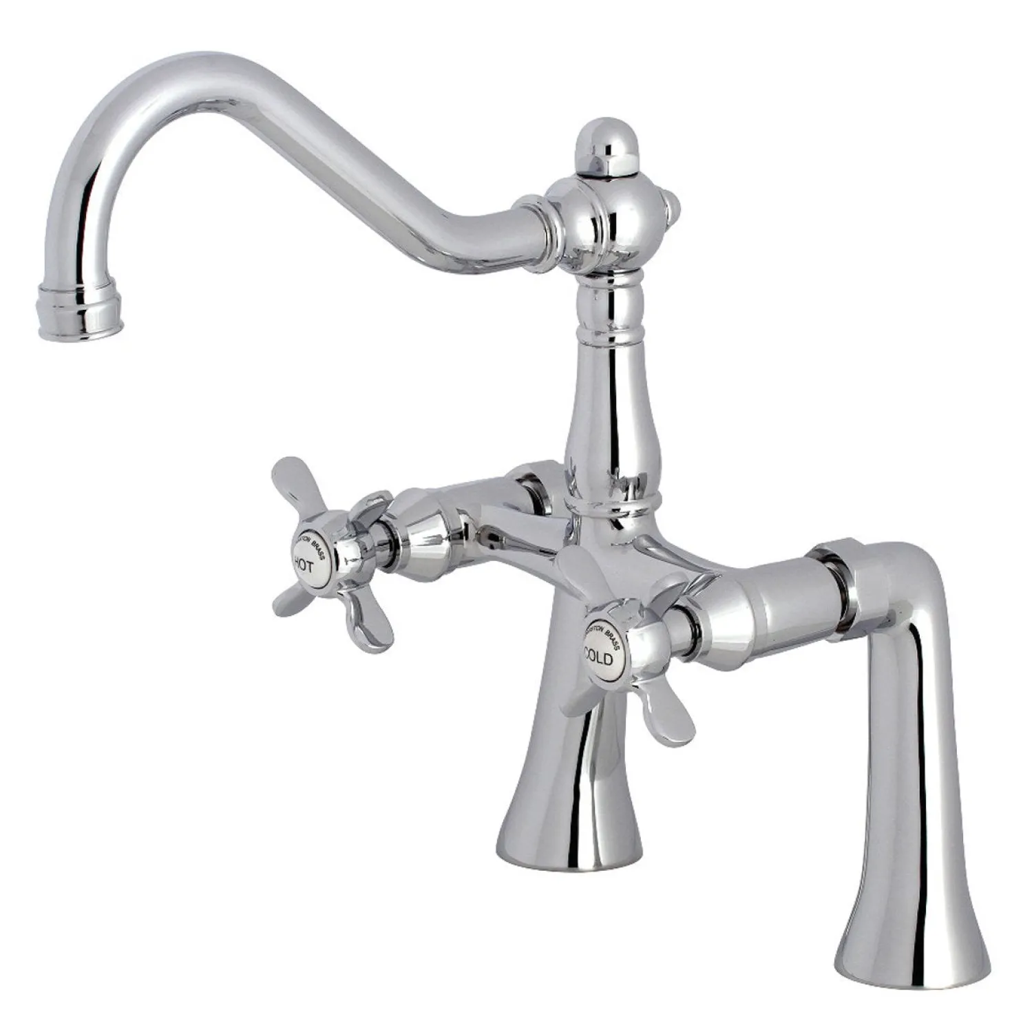Kingston Brass KS3231BEX 7" Center Deck Mount Tub Faucet in Polished Chrome