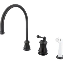 Kingston Brass KS3815BL Single Handle Widespread Kitchen Faucet with Non-Metallic Sprayer