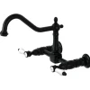 Kingston Brass KS1240BPL Bel-Air Wall Mount Bridge Kitchen Faucet, Matte Black