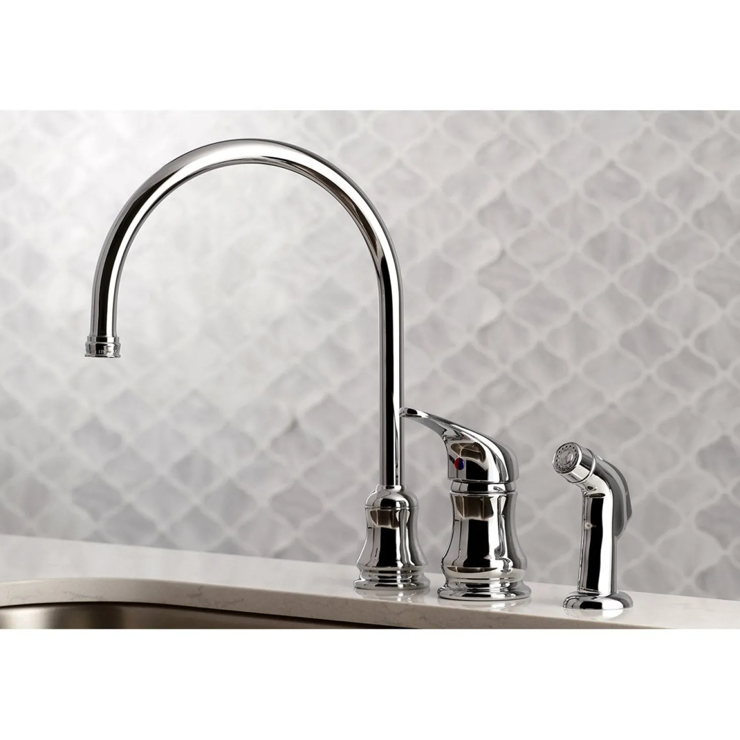 Kingston Brass KS821CSP Single-Handle Kitchen Faucet in Polished Chrome