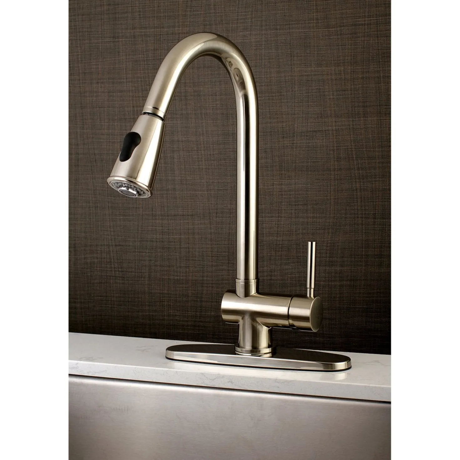 Kingston Brass KS8898DL Pull-Down Kitchen Faucet in Brushed Nickel