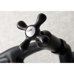Kingston Brass KS216MB Kingston Two Handle Wall Mount Bathroom Faucet, Matte Black