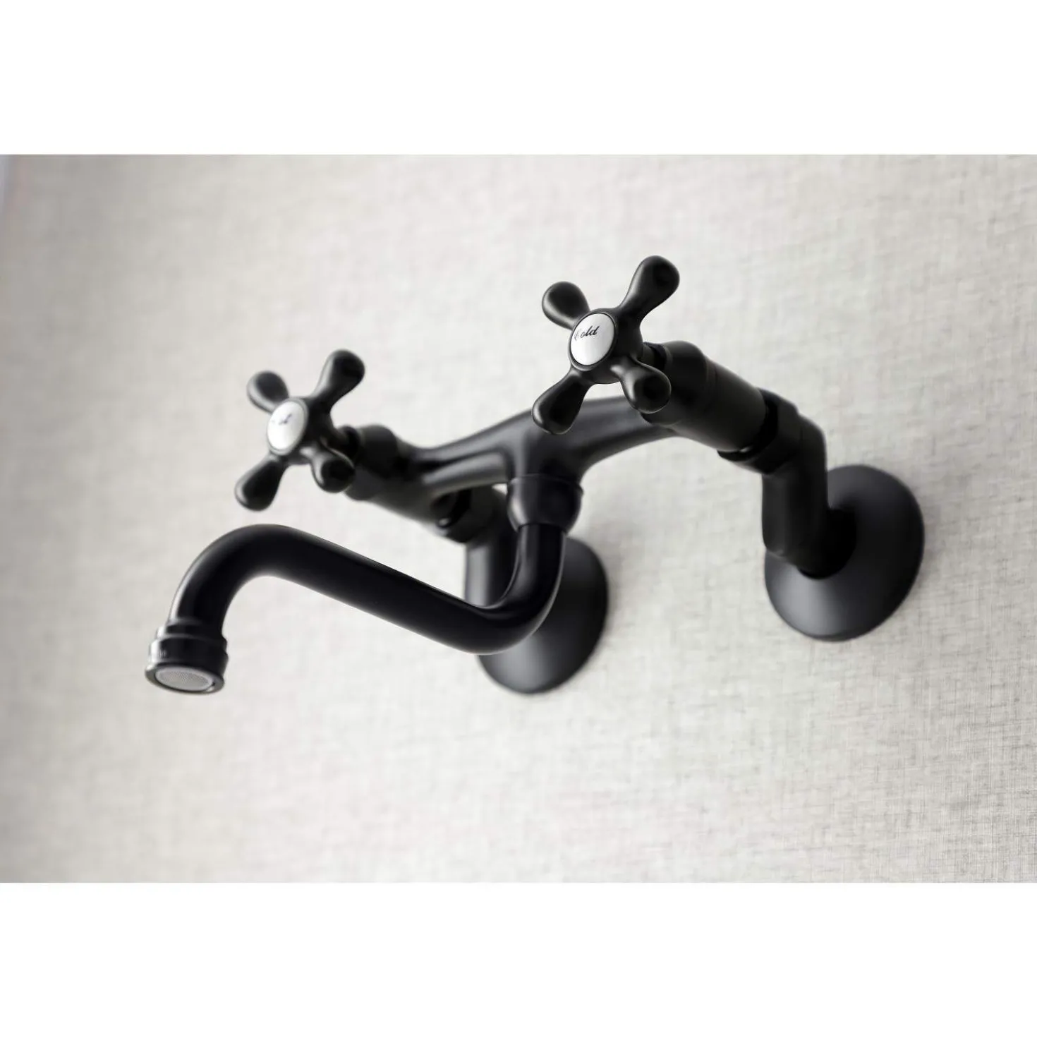 Kingston Brass KS216MB Kingston Two Handle Wall Mount Bathroom Faucet, Matte Black