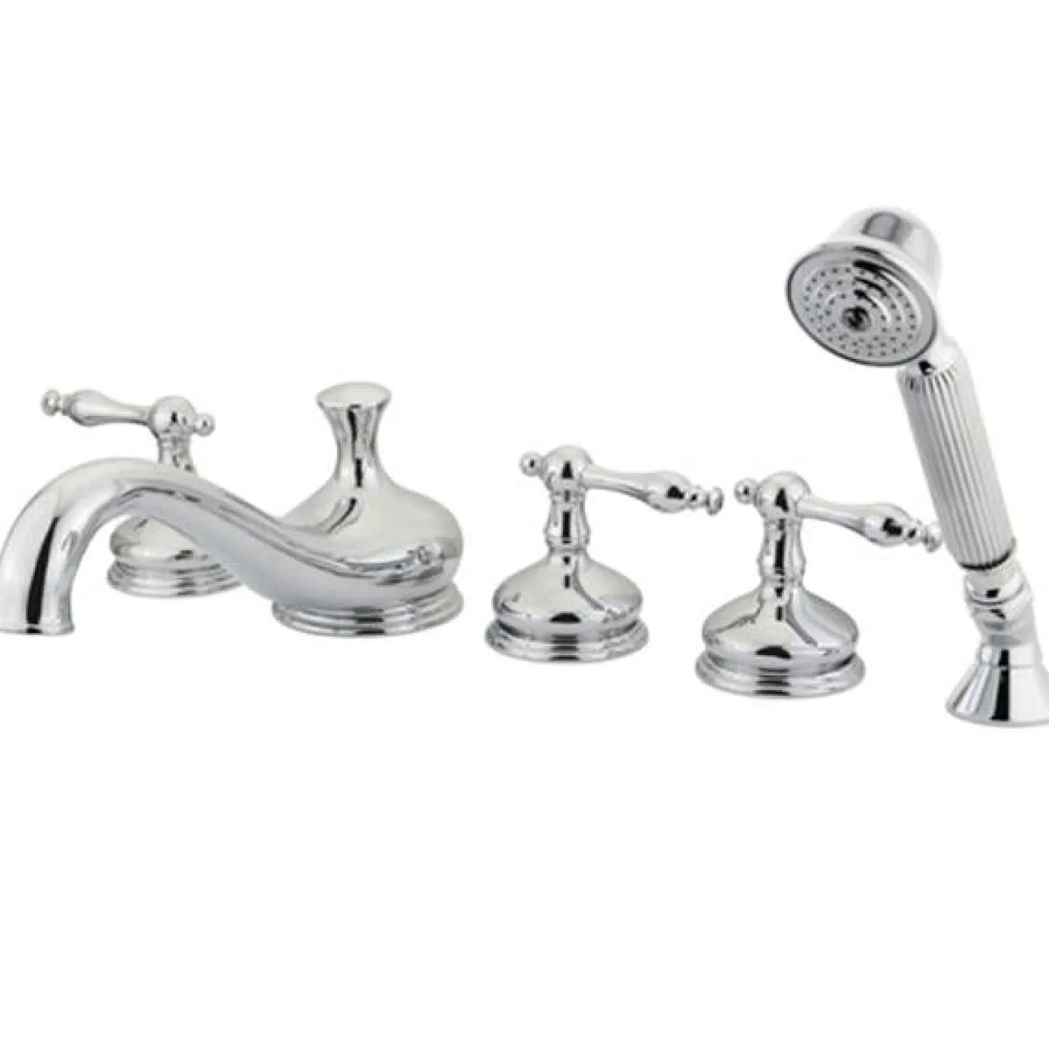 Kingston Brass KS33315NL Royale Three Handle Roman Tub Filler with Hand Shower