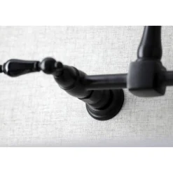 Kingston Brass KS1240PKL Duchess Two-Handle Wall Mount Bridge Kitchen Faucet, Matte Black