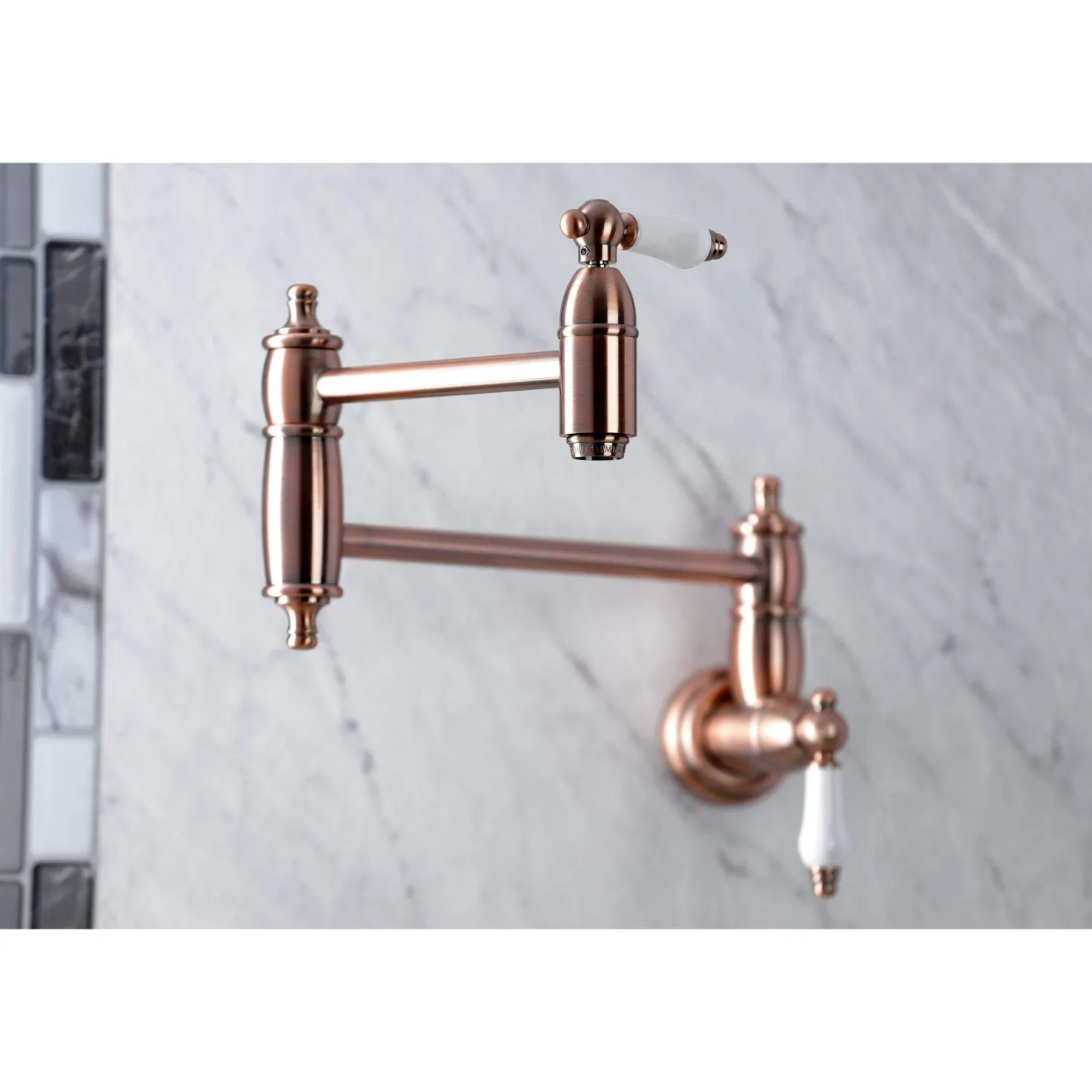 Kingston Brass KS310PLAC Restoration Wall Mount Pot Filler Kitchen Faucet, Antique Copper