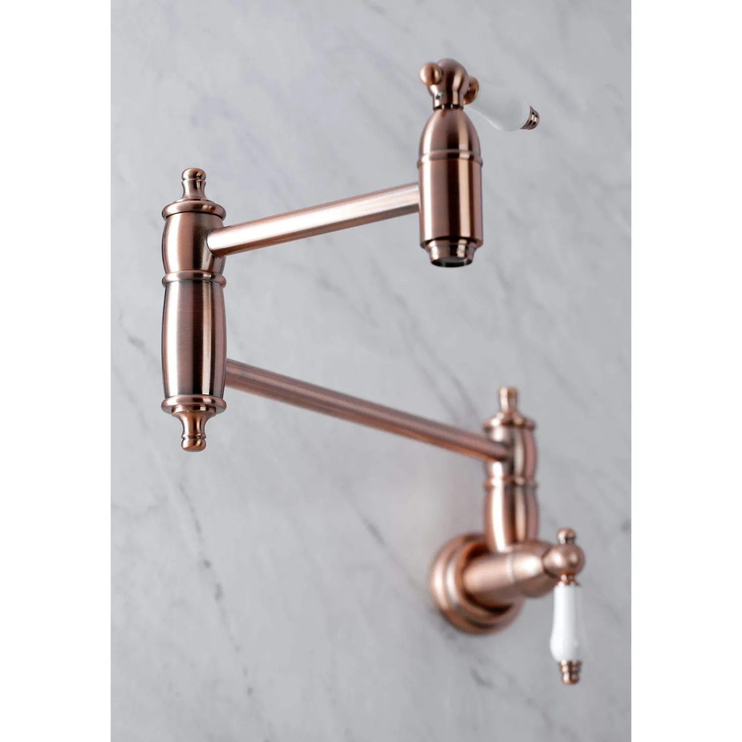 Kingston Brass KS310PLAC Restoration Wall Mount Pot Filler Kitchen Faucet, Antique Copper