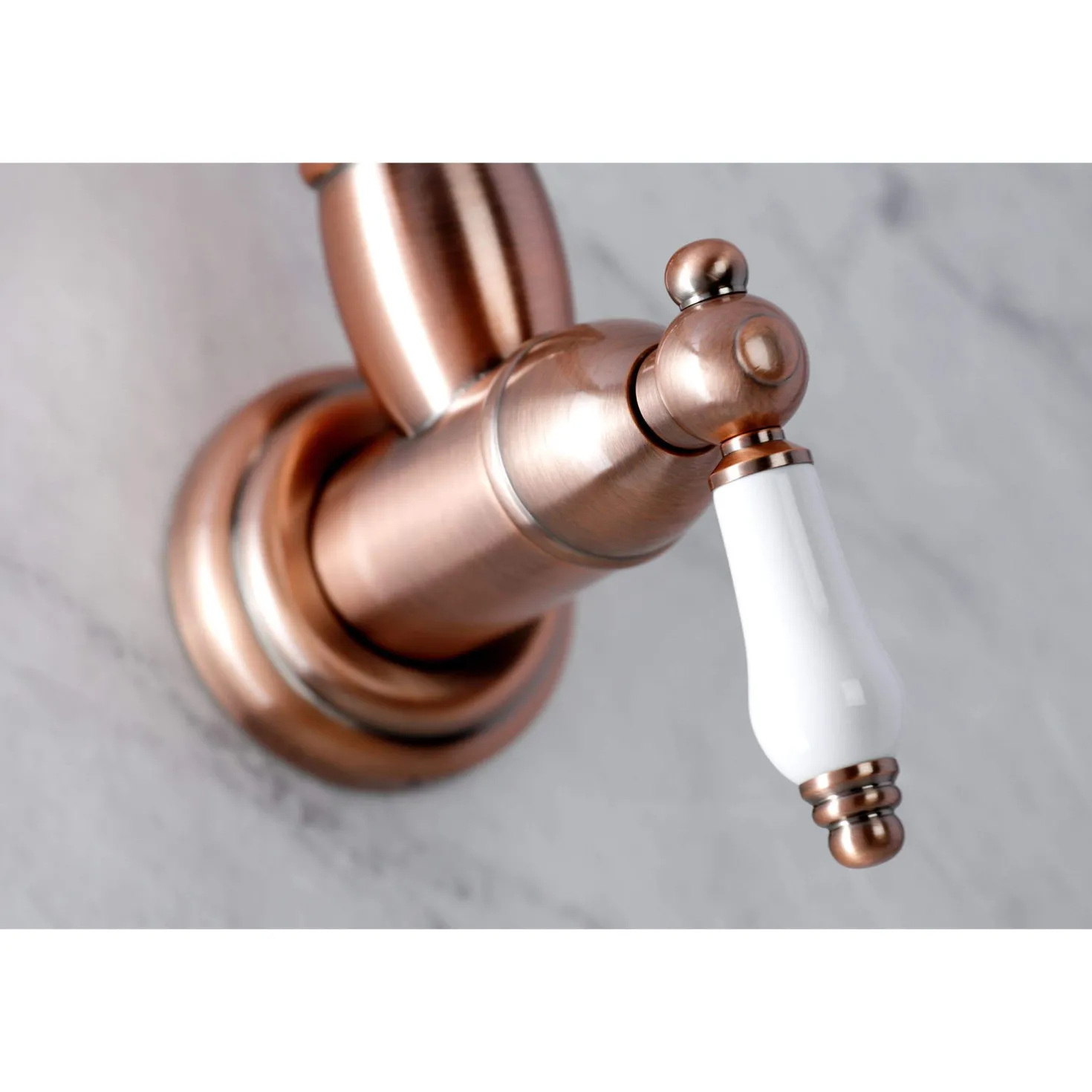Kingston Brass KS310PLAC Restoration Wall Mount Pot Filler Kitchen Faucet, Antique Copper