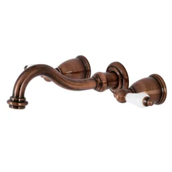 Kingston Brass KS312PLAC Vintage 2-Handle Wall Mount Bathroom Faucet, Antique Copper