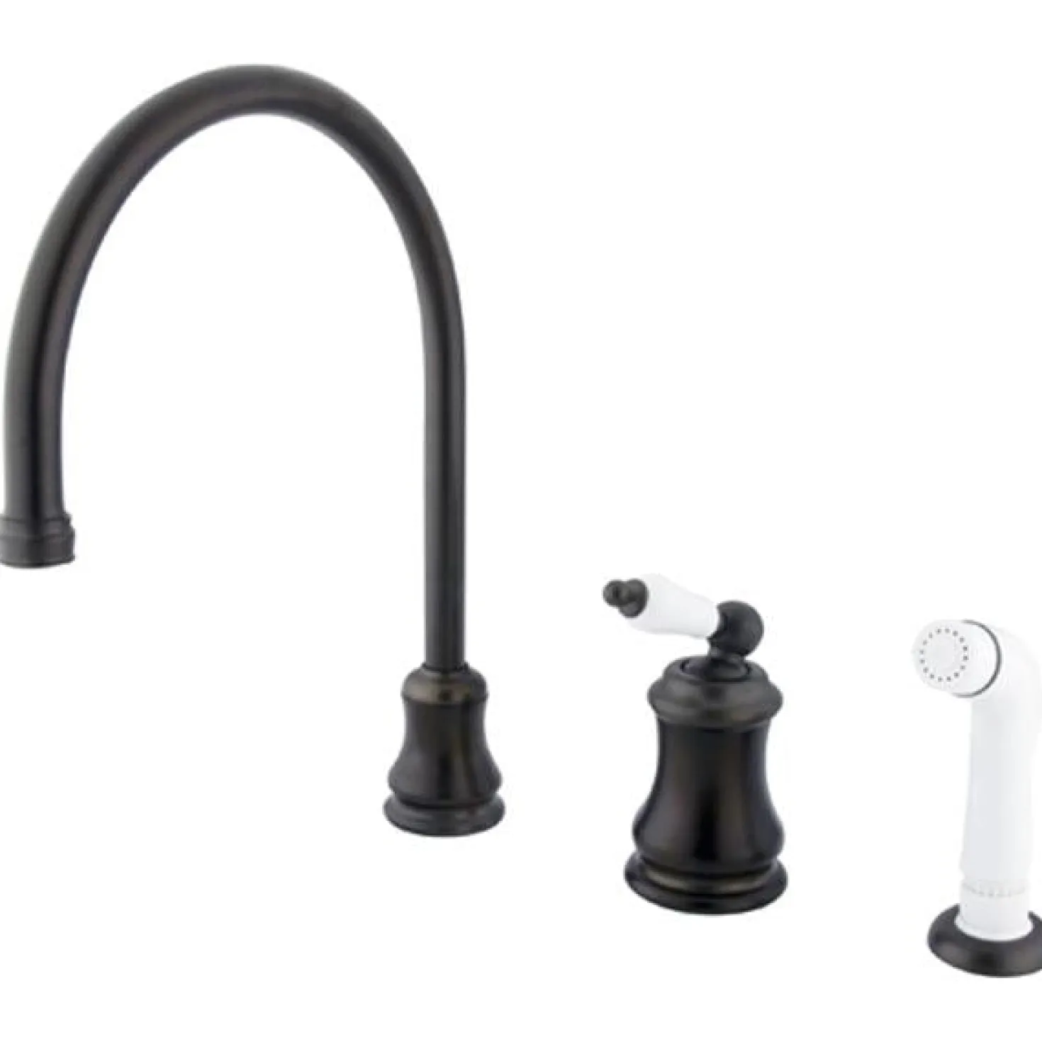 Kingston Brass KS3815PL Single Handle Widespread Kitchen Faucet with Non-Metallic Sprayer