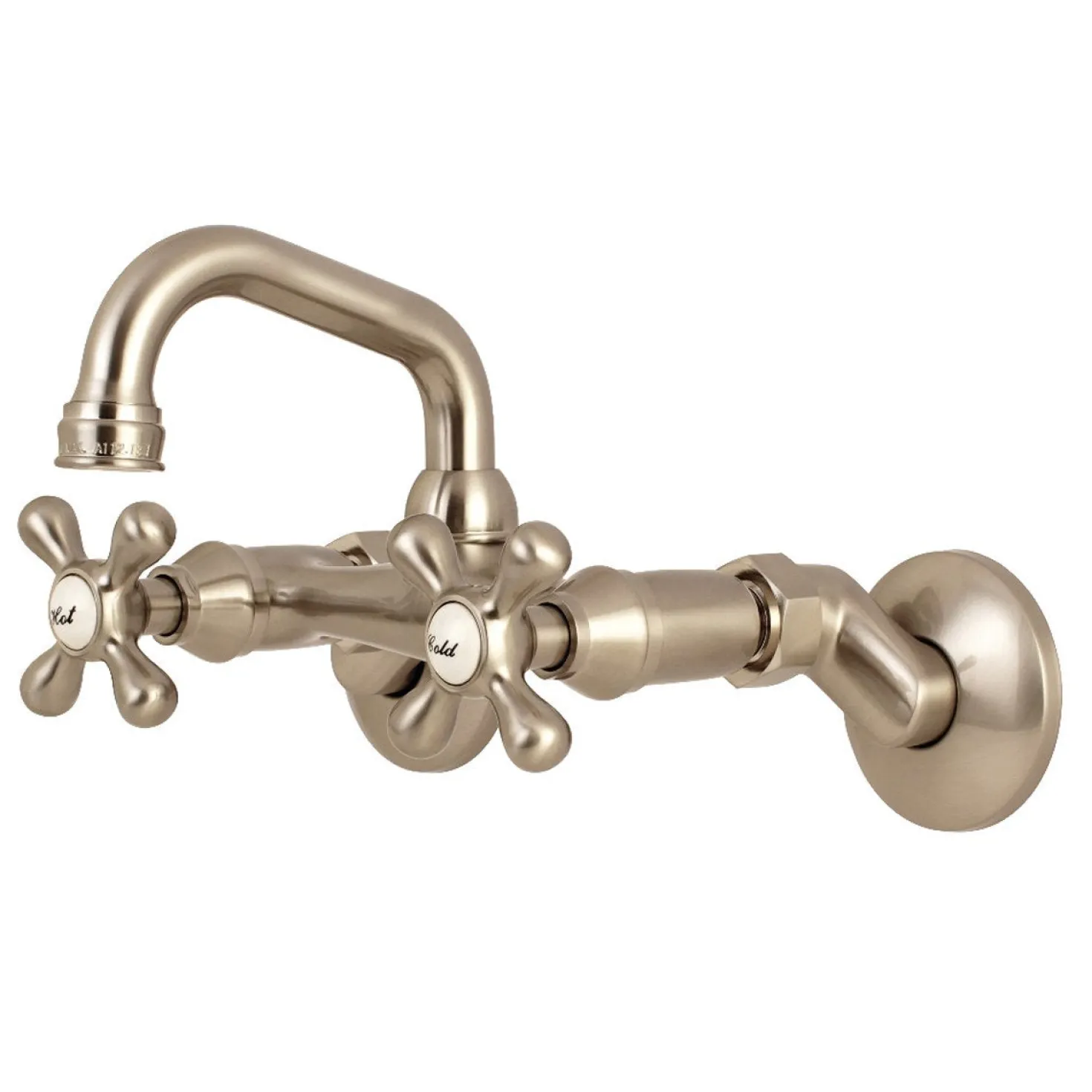 Kingston Brass KS212SN 2-Handle Wall Mount Bar Faucet in Brushed Nickel