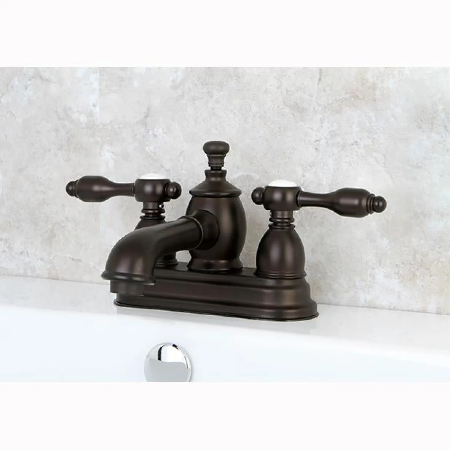 Kingston Brass KS7005TAL 4" Centerset Lavatory Faucet with Brass Pop-up in Oil Rubbed Bronze