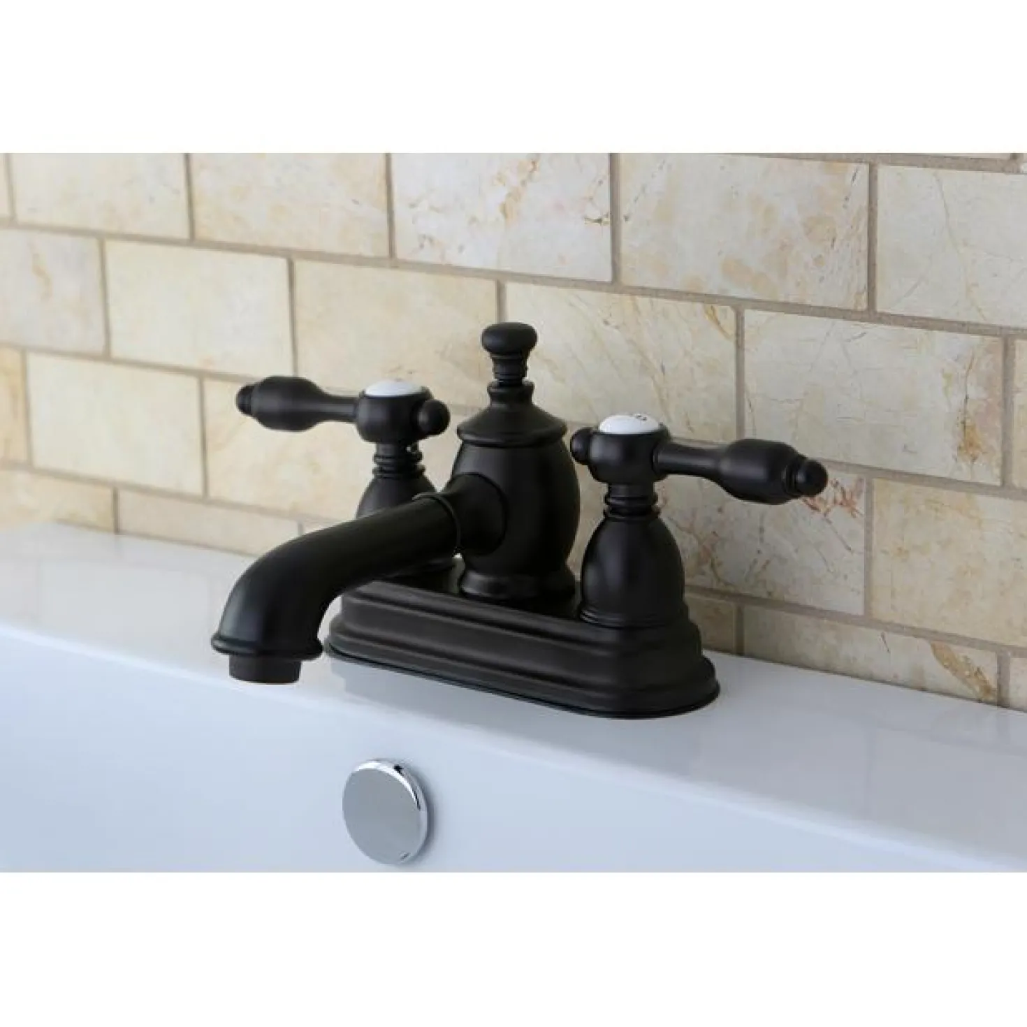 Kingston Brass KS7005TAL 4" Centerset Lavatory Faucet with Brass Pop-up in Oil Rubbed Bronze