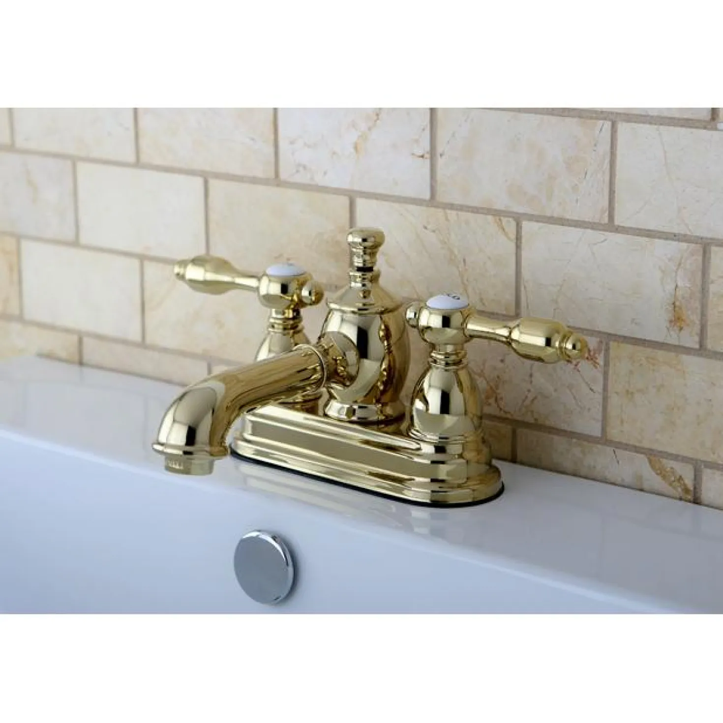 Kingston Brass KS7002TAL 4" Centerset Lavatory Faucet with Brass Pop-up in Polished Brass