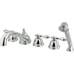 Kingston Brass KS335X5AL-P Roman Lever Handles Tub Faucet with Hand Shower