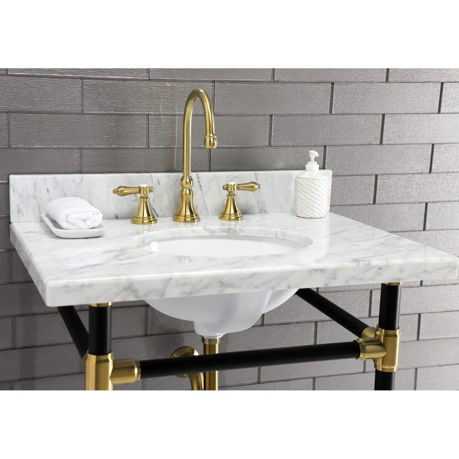 Kingston Brass KS298XBAL-P Heirloom Widespread Bathroom Faucet with Brass Pop-Up