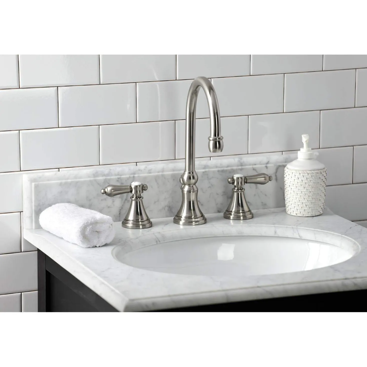 Kingston Brass KS298XBAL-P Heirloom Widespread Bathroom Faucet with Brass Pop-Up