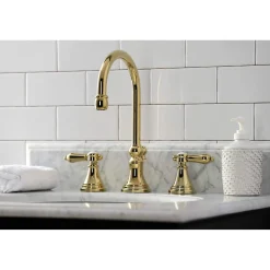 Kingston Brass KS298XBAL-P Heirloom Widespread Bathroom Faucet with Brass Pop-Up