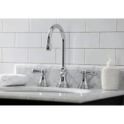 Kingston Brass KS298XBAL-P Heirloom Widespread Bathroom Faucet with Brass Pop-Up