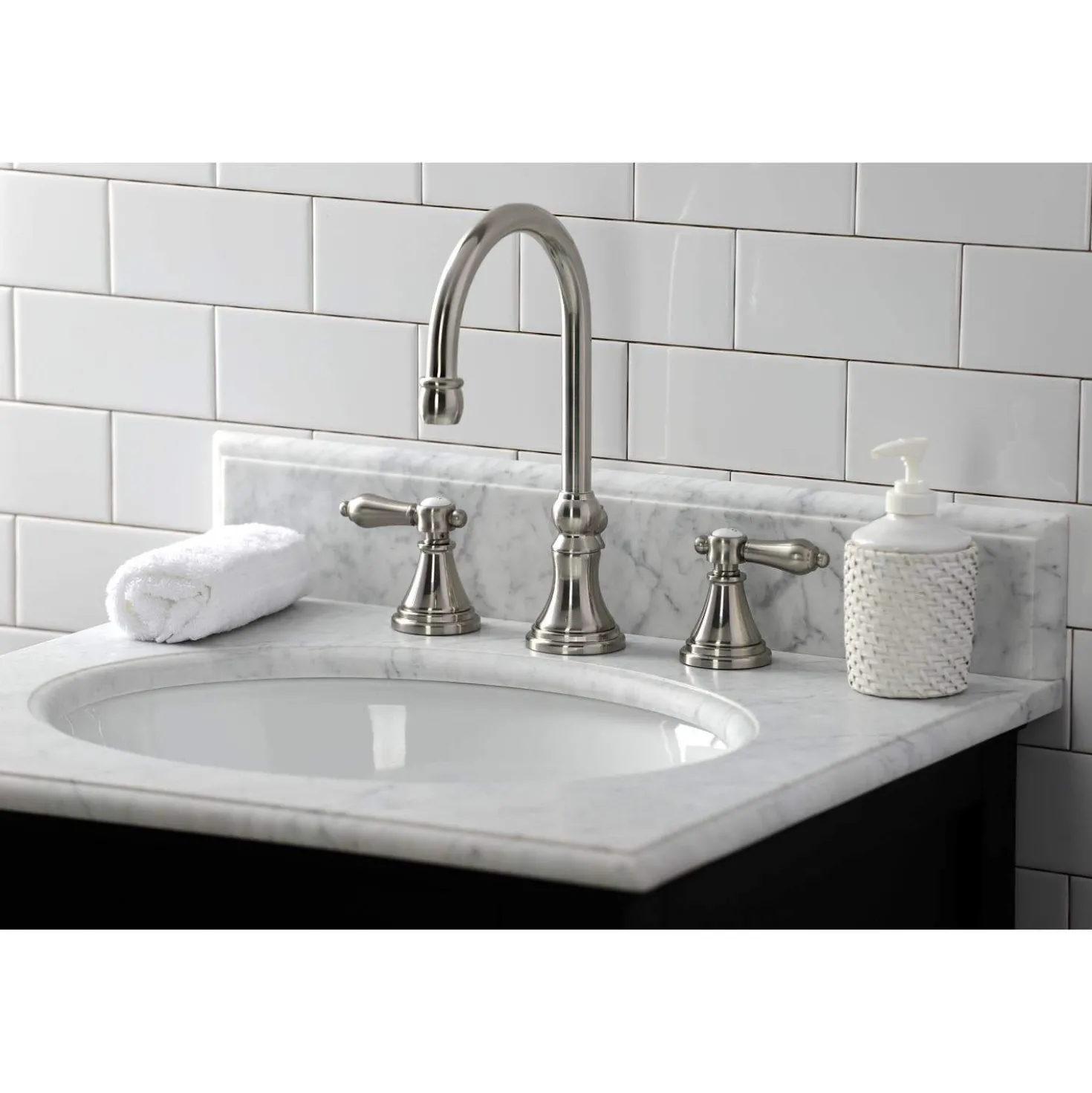 Kingston Brass KS298XBAL-P Heirloom Widespread Bathroom Faucet with Brass Pop-Up