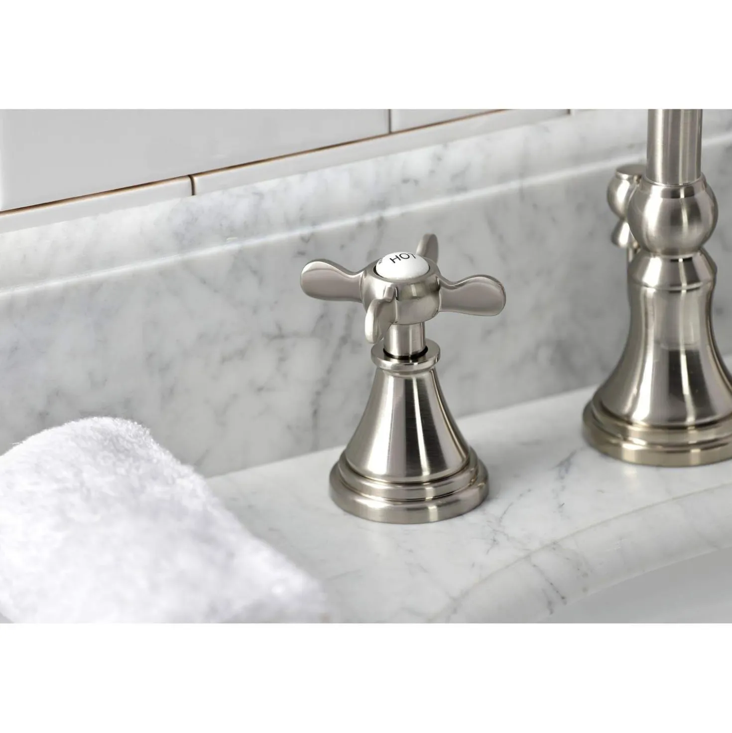 Kingston Brass KS298XBEX-P Essex Widespread Bathroom Faucet with Brass Pop-Up
